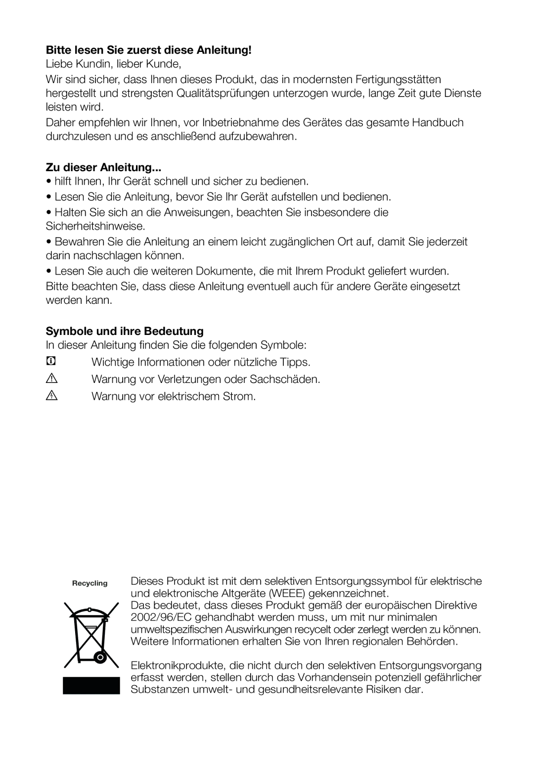 Blomberg KND 9651 XA+, KND 9651 A+ Bitte lesen Sie zuerst diese Anleitung, Zu dieser Anleitung, Symbole und ihre Bedeutung 