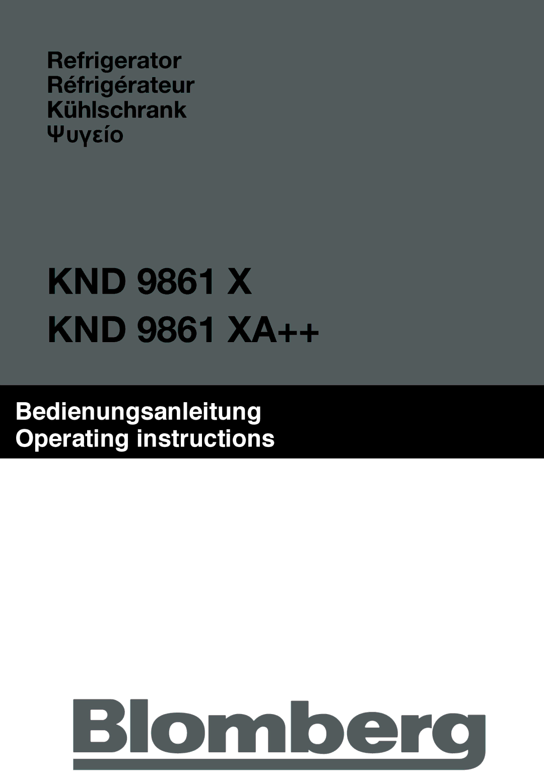 Blomberg manual KND 9861 X KND 9861 XA++ 