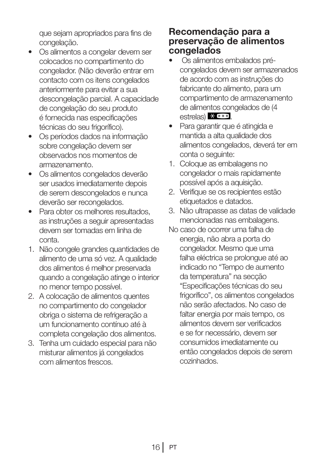 Blomberg KND 9861 X Recomendação para a preservação de alimentos congelados, Que sejam apropriados para fins de congelação 