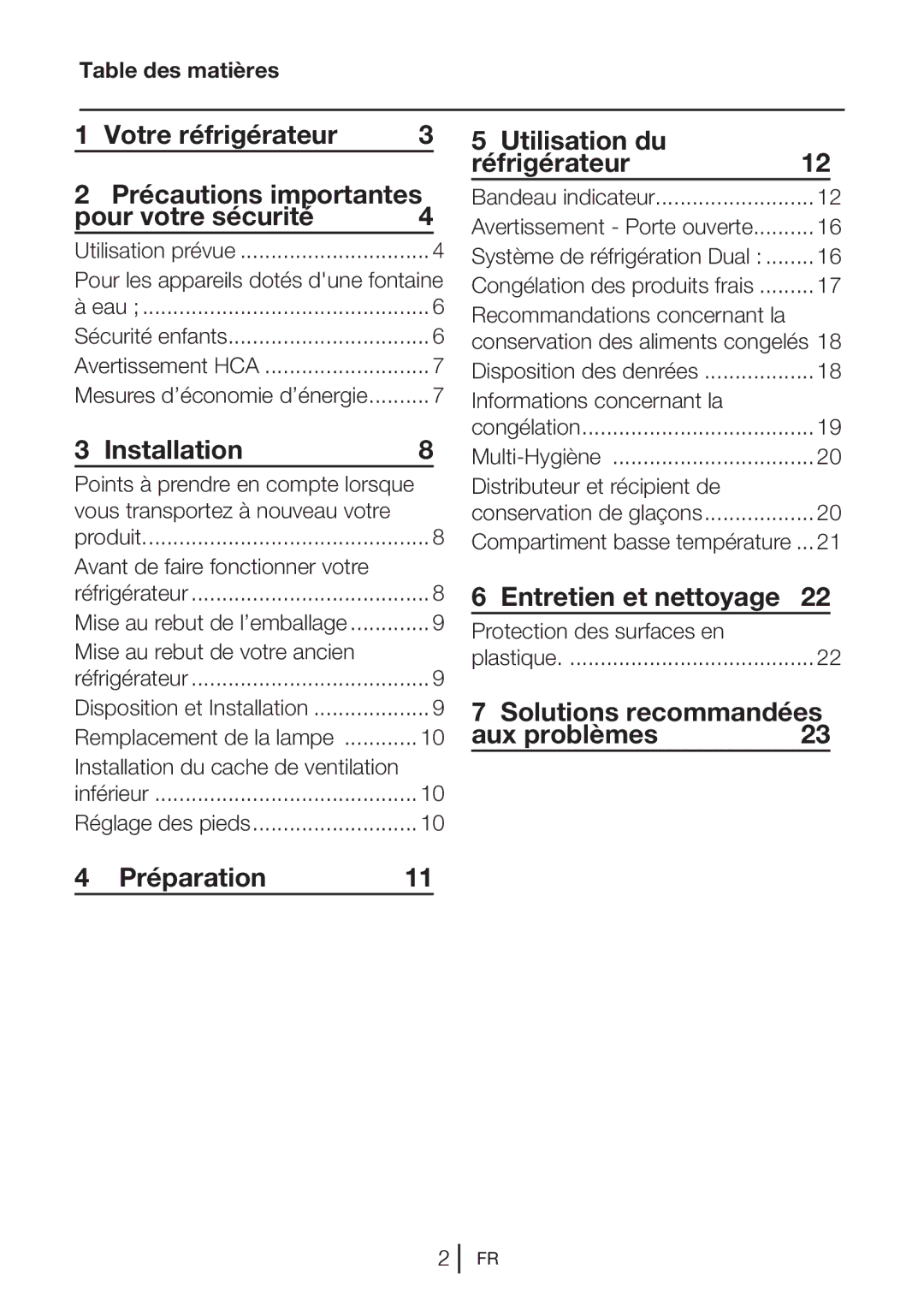 Blomberg KND 9861 XA++ Utilisation du Réfrigérateur12, Entretien et nettoyage, Solutions recommandées, Table des matières 