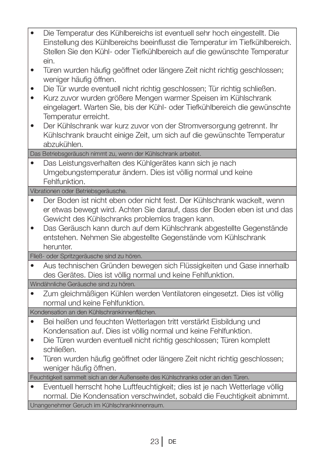 Blomberg KND 9861 XA++ manual Das Betriebsgeräusch nimmt zu, wenn der Kühlschrank arbeitet 