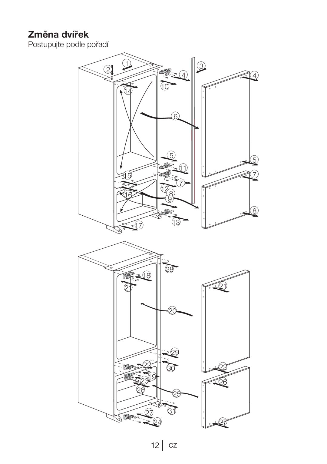 Blomberg KNM1551iFA+, KNM 1551 IA+ operating instructions Změna dvířek 