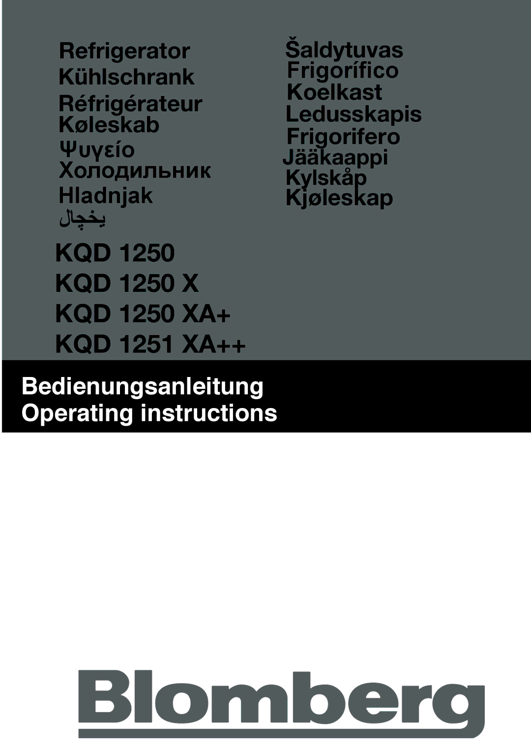 Blomberg manual KQD KQD 1250 KQD 1250 XA+ KQD 1251 XA++ 