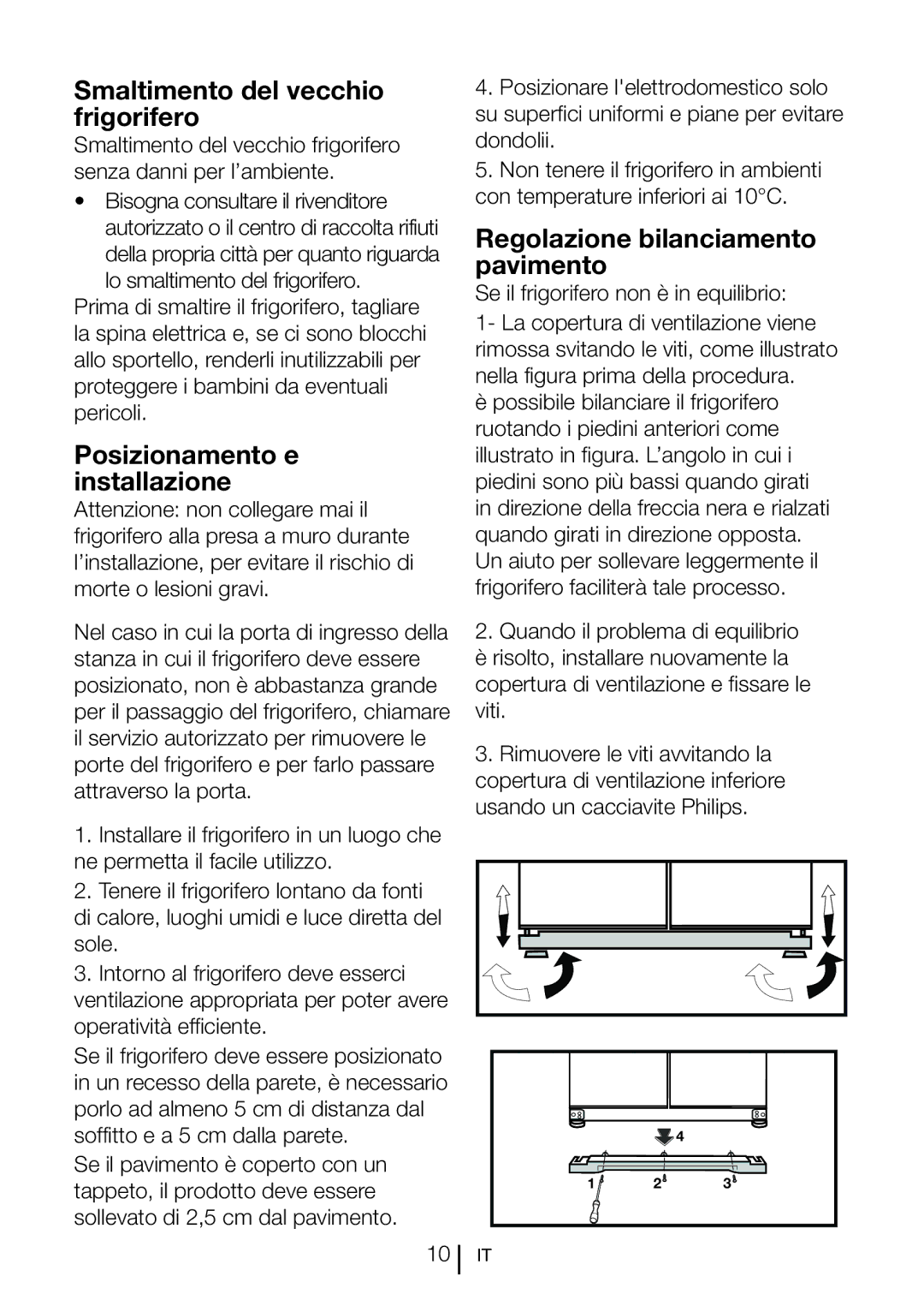 Blomberg KQD 1250 XA+, KQD 1251 XA++ manual Smaltimento del vecchio frigorifero, Posizionamento e installazione 