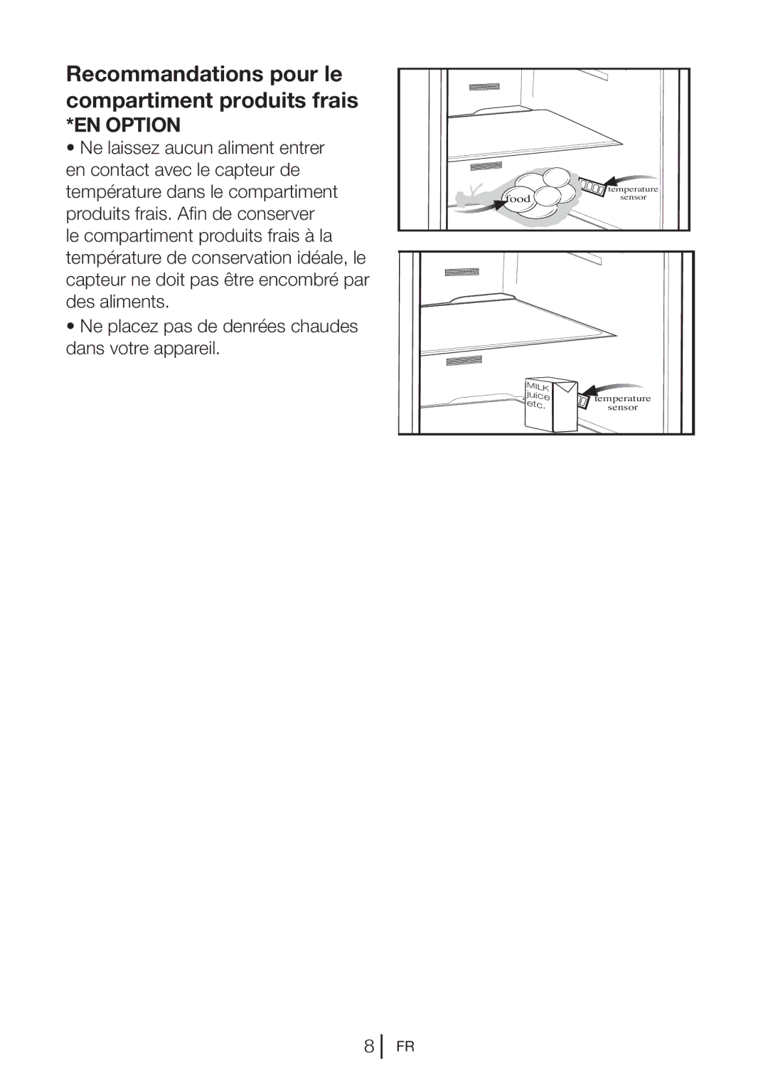 Blomberg KQD 1251 XA++, KQD 1250 XA+ manual Recommandations pour le compartiment produits frais, EN Option 