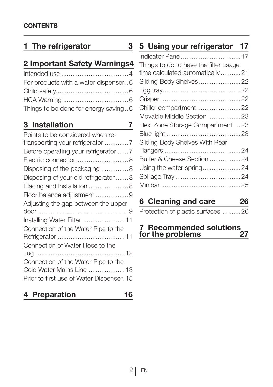 Blomberg KQD 1360E, KQD 1360X Refrigerator Important Safety Warnings4, Installation, Preparation Using your refrigerator 