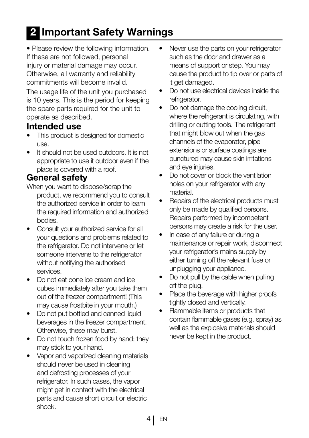 Blomberg KQD 1360X Important Safety Warnings, Intended use, General safety, Please review the following information 