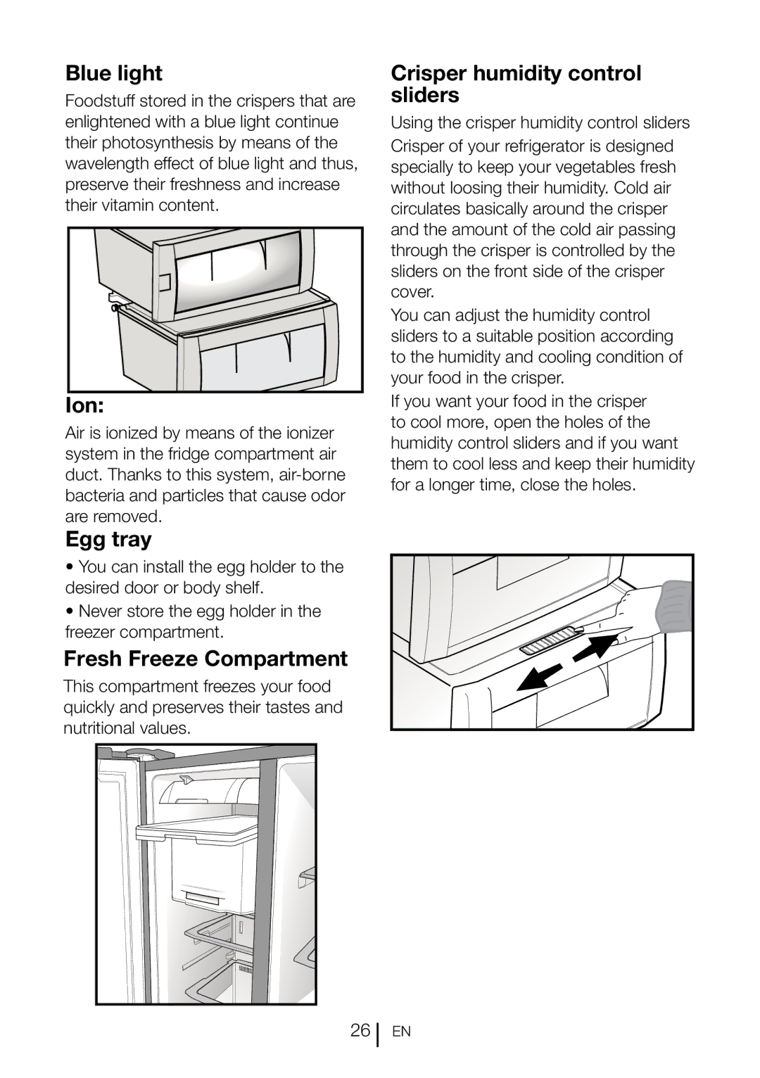 Blomberg IWD 1004 ET, KWD 9440 XA++ Blue light, Egg tray, Fresh Freeze Compartment, Crisper humidity control sliders 