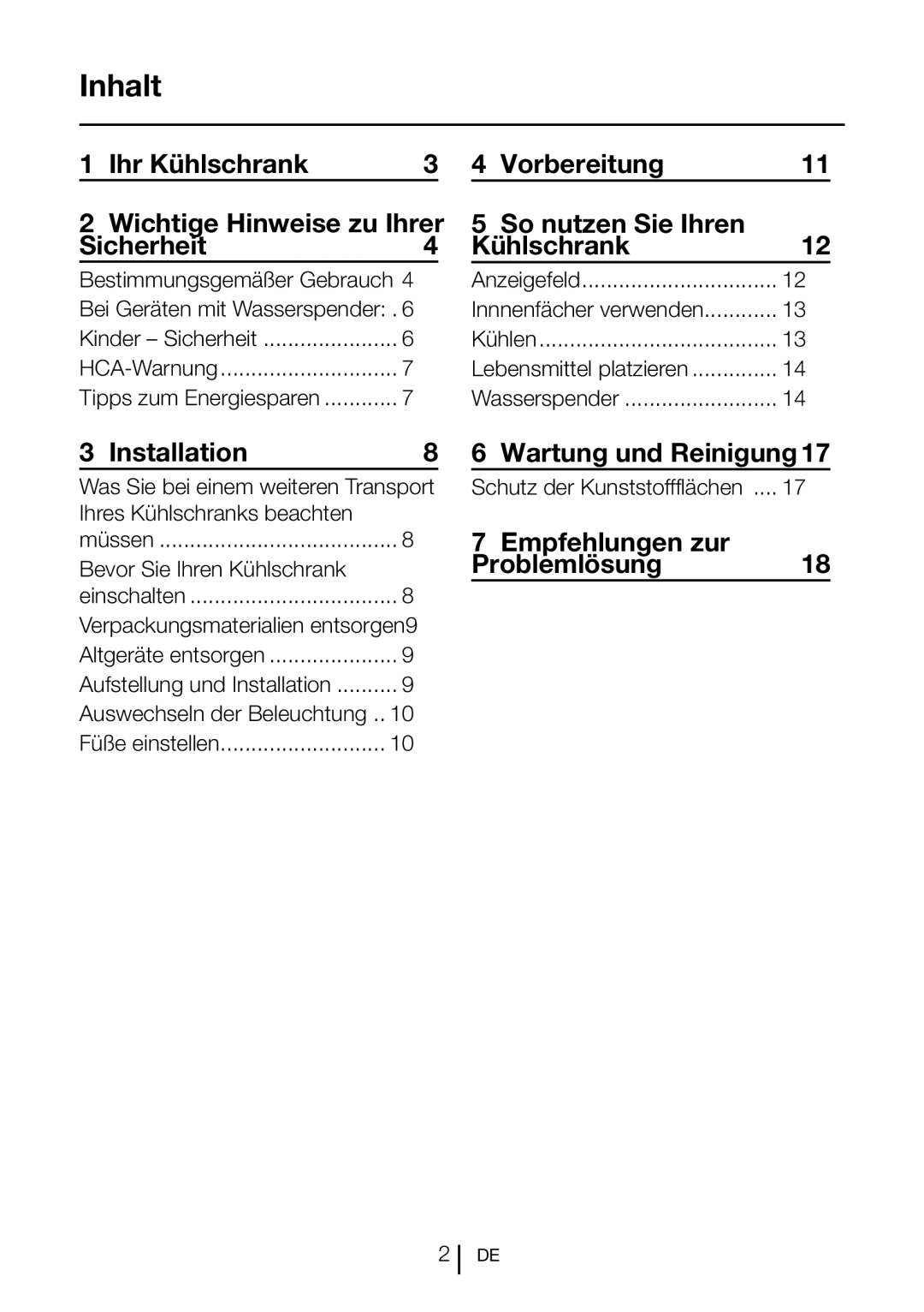 Blomberg SND 9681 XD Inhalt, Ihr Kühlschrank Wichtige Hinweise zu Ihrer Sicherheit4, Wartung und Reinigung 