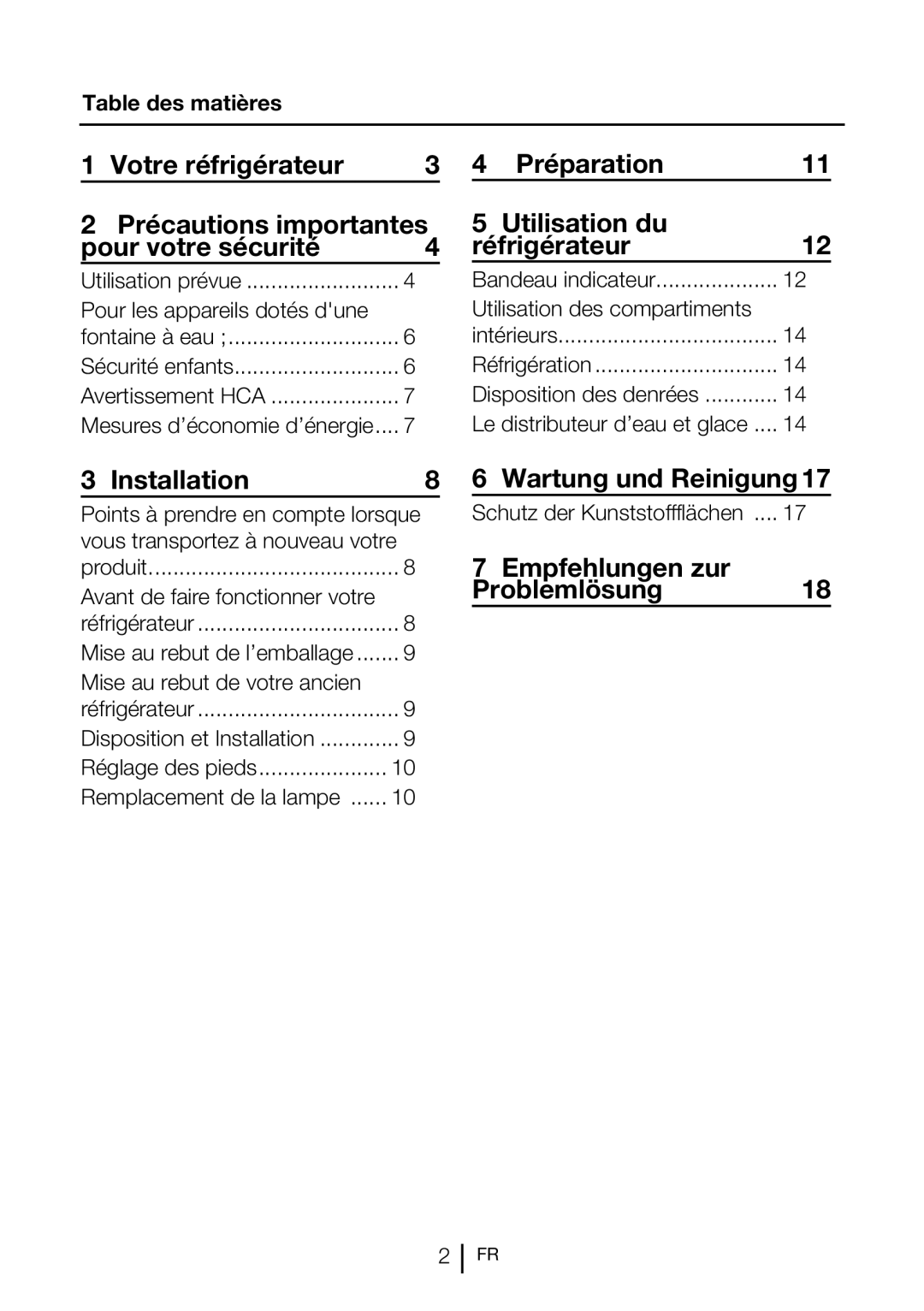 Blomberg SND 9681 XD Préparation Utilisation du Réfrigérateur12, Table des matières, Pour les appareils dotés dune 