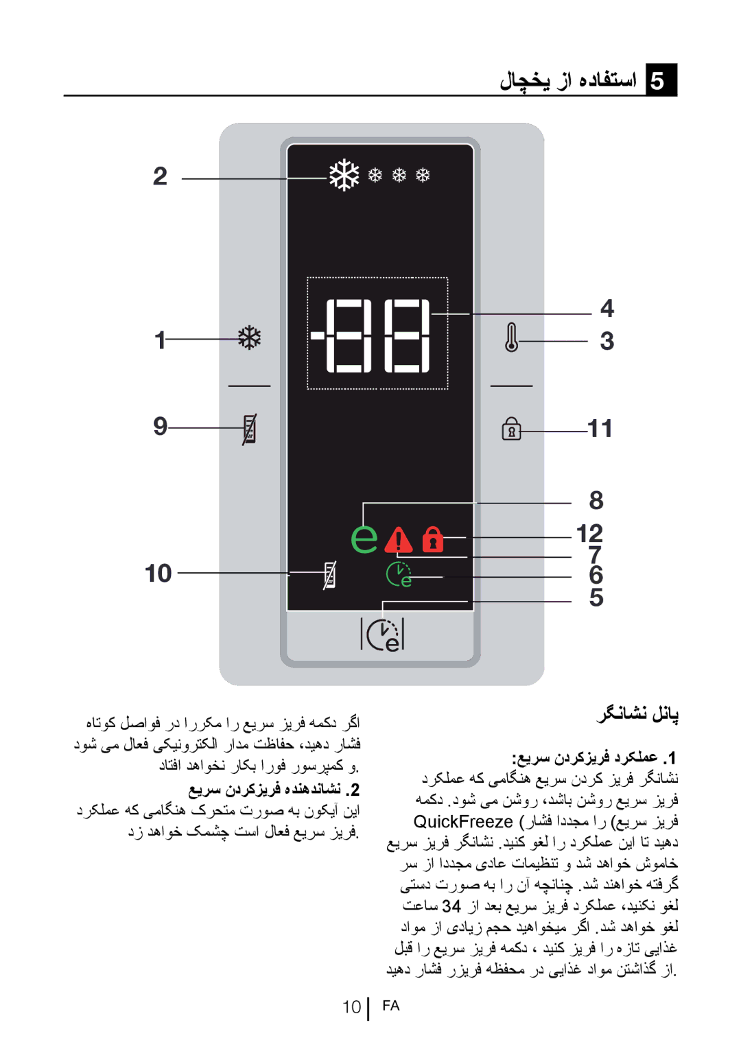 Blomberg SND 9681 XD operating instructions لاچخی زا هدافتسا, رگناشن لناپ, دیهد راشف رزیرف هظفحم رد ییاذغ داوم نتشاذگ زا 