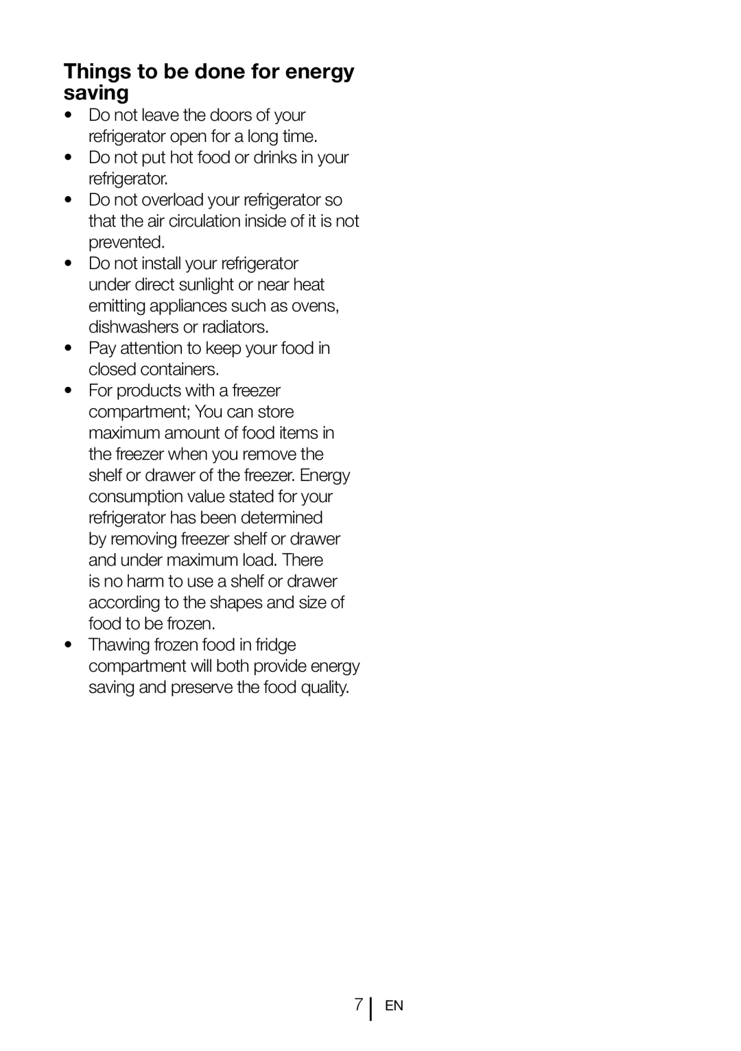 Blomberg SND 9681 XD operating instructions Things to be done for energy saving 