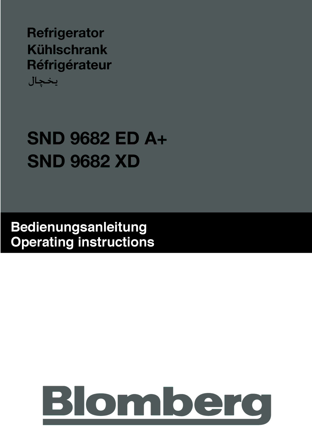Blomberg manual SND 9682 ED A+ SND 9682 XD 