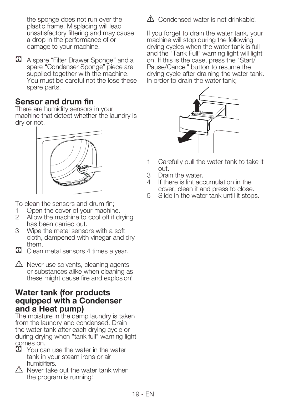 Blomberg TKF 7230 manual Sensor and drum fin, You must be careful not the lose these spare parts 