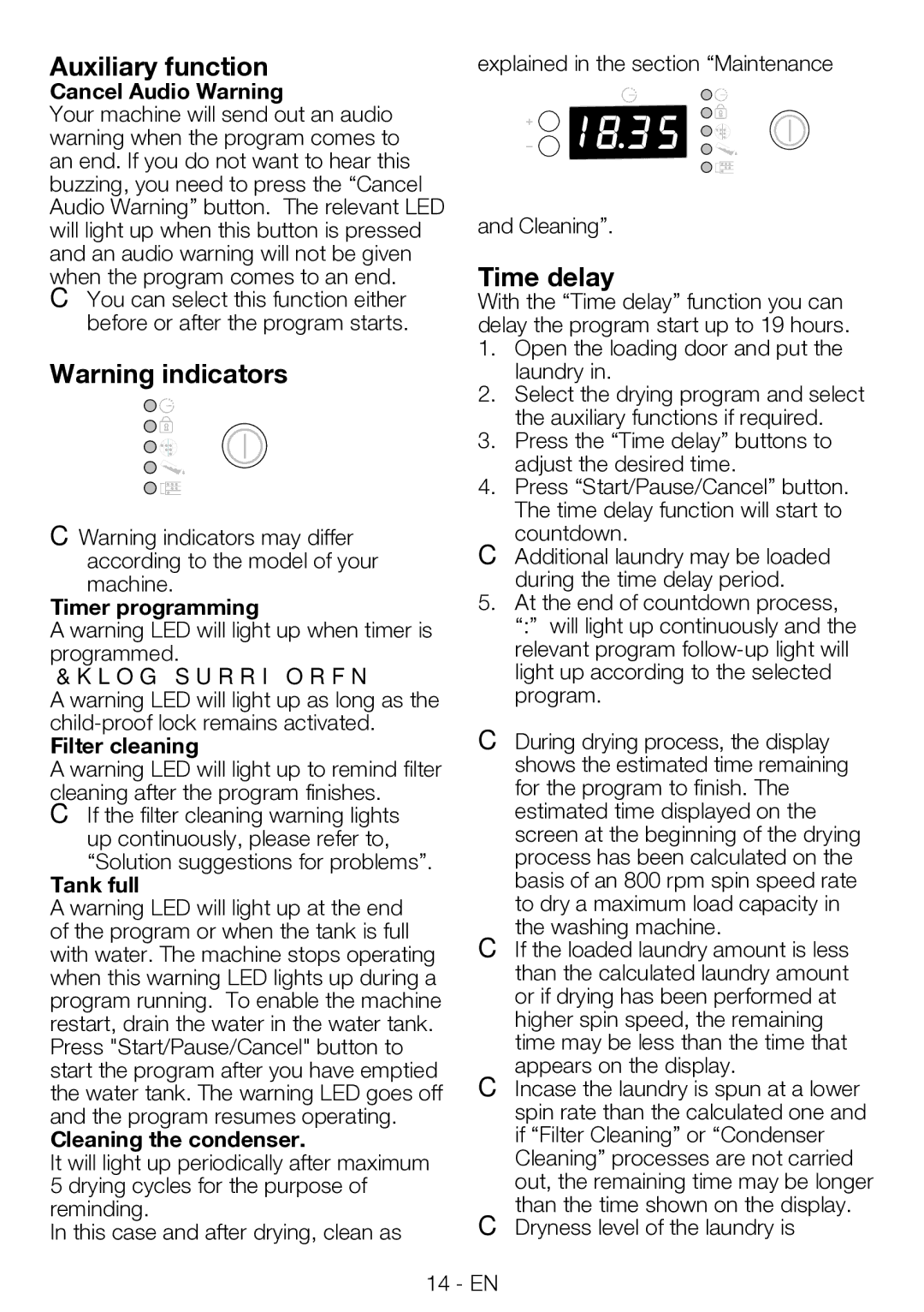 Blomberg TKF 7330 A manual Auxiliary function, Time delay 