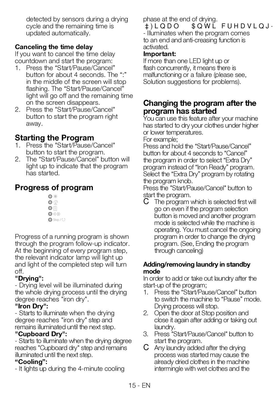 Blomberg TKF 7330 A manual Starting the Program, Progress of program, Changing the program after the program has started 