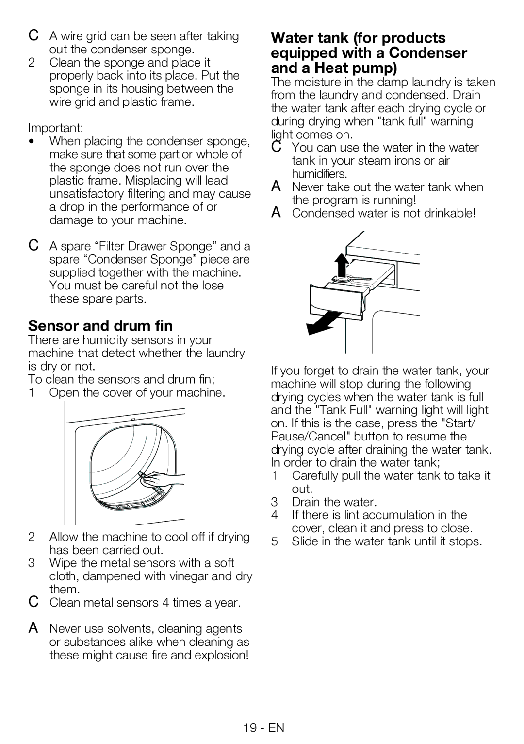 Blomberg TKF 7330 A manual Sensor and drum fin 