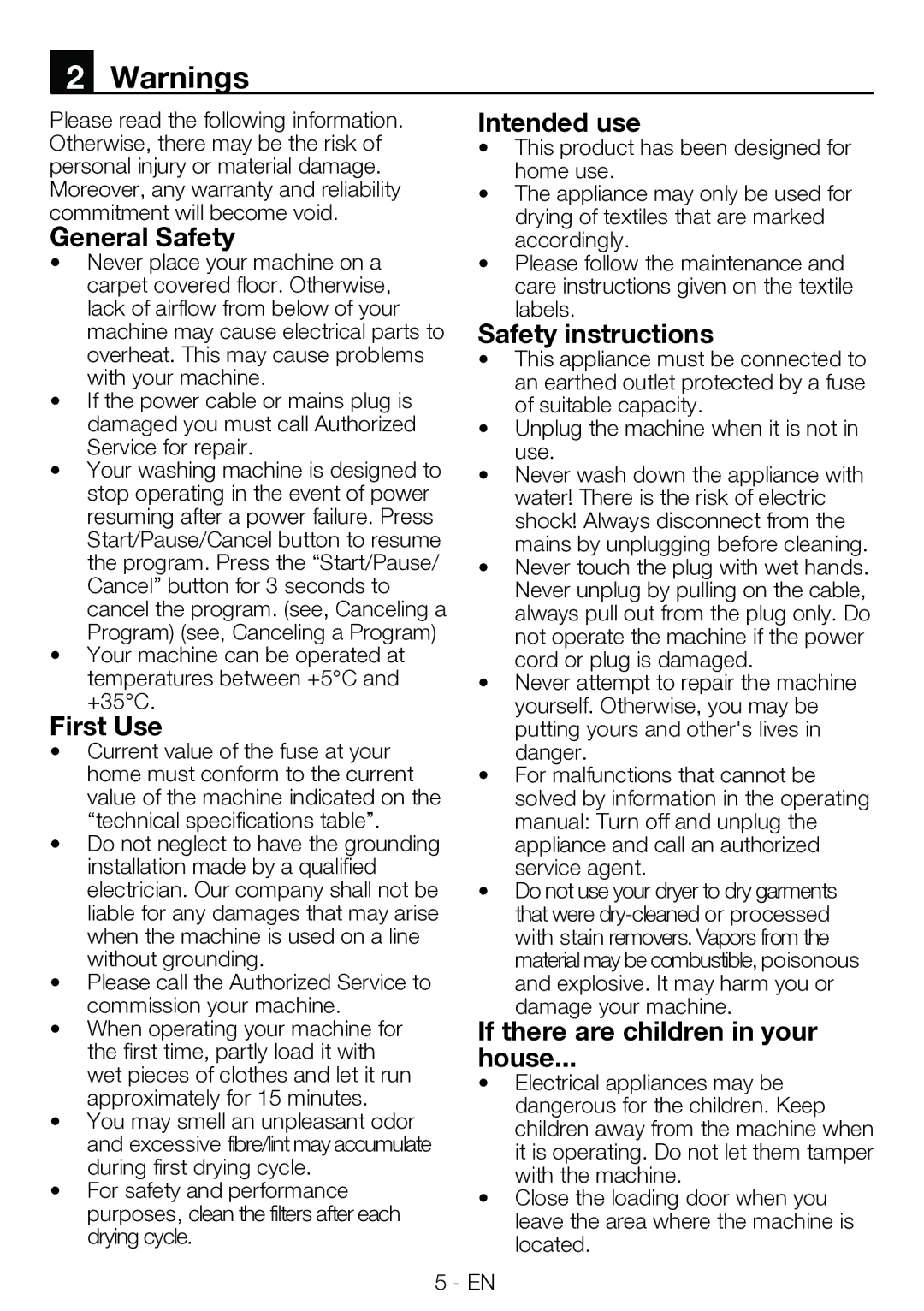 Blomberg TKF 7330 A General Safety, First Use, Intended use, Safety instructions, If there are children in your House 