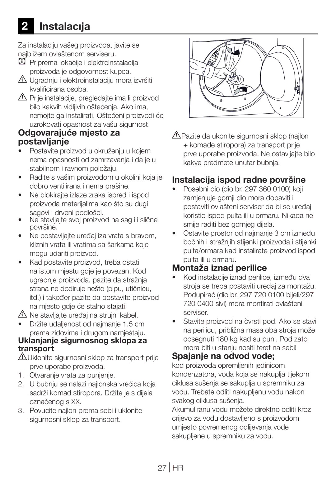 Blomberg TKF 8431 S, TKF 8431 A manual Instalacıja, Odgovarajuće mjesto za postavljanje, Instalacija ispod radne površine 