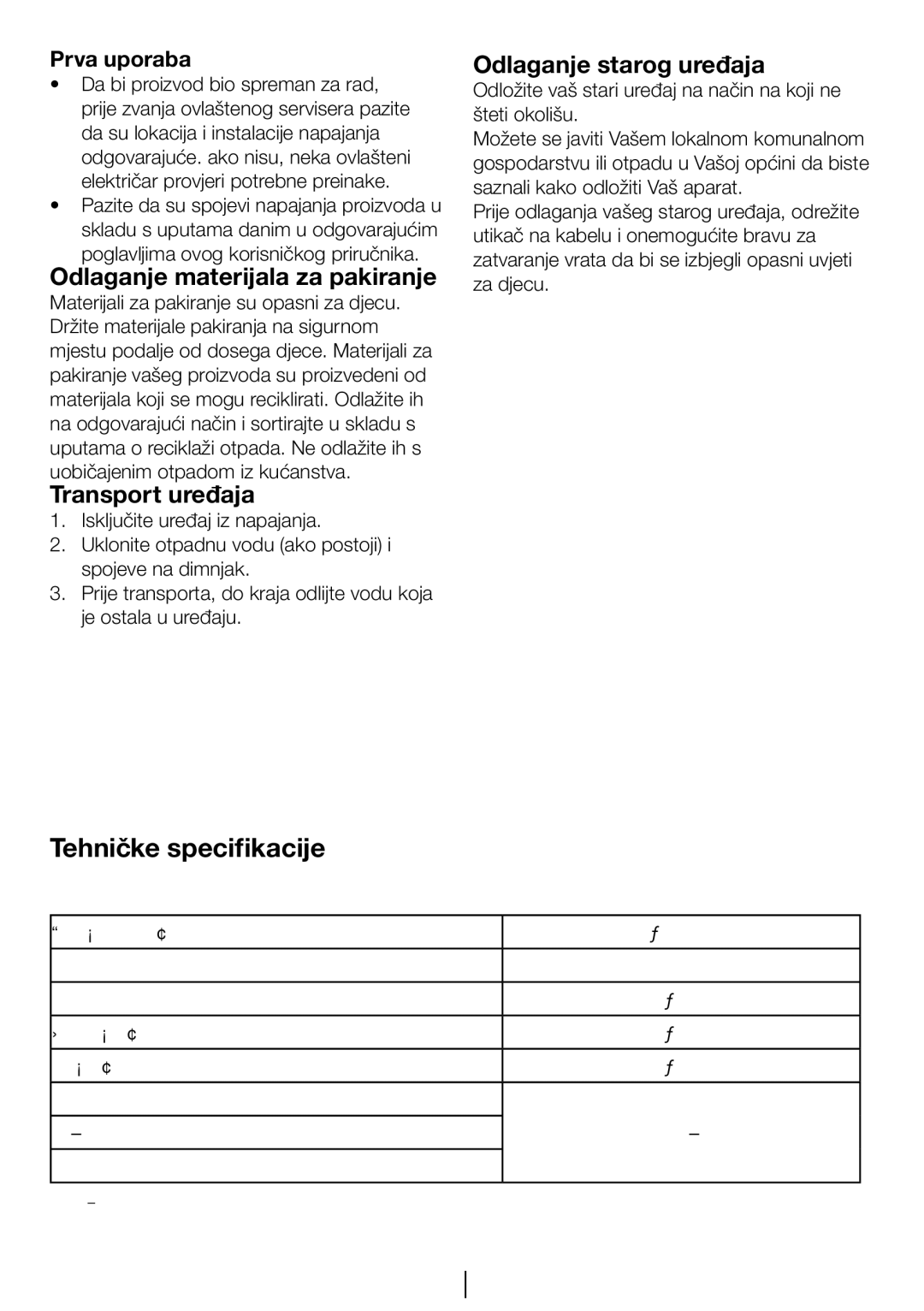 Blomberg TKF 8431 S Odlaganje materijala za pakiranje, Transport uređaja, Odlaganje starog uređaja, Prva uporaba, 29 HR 