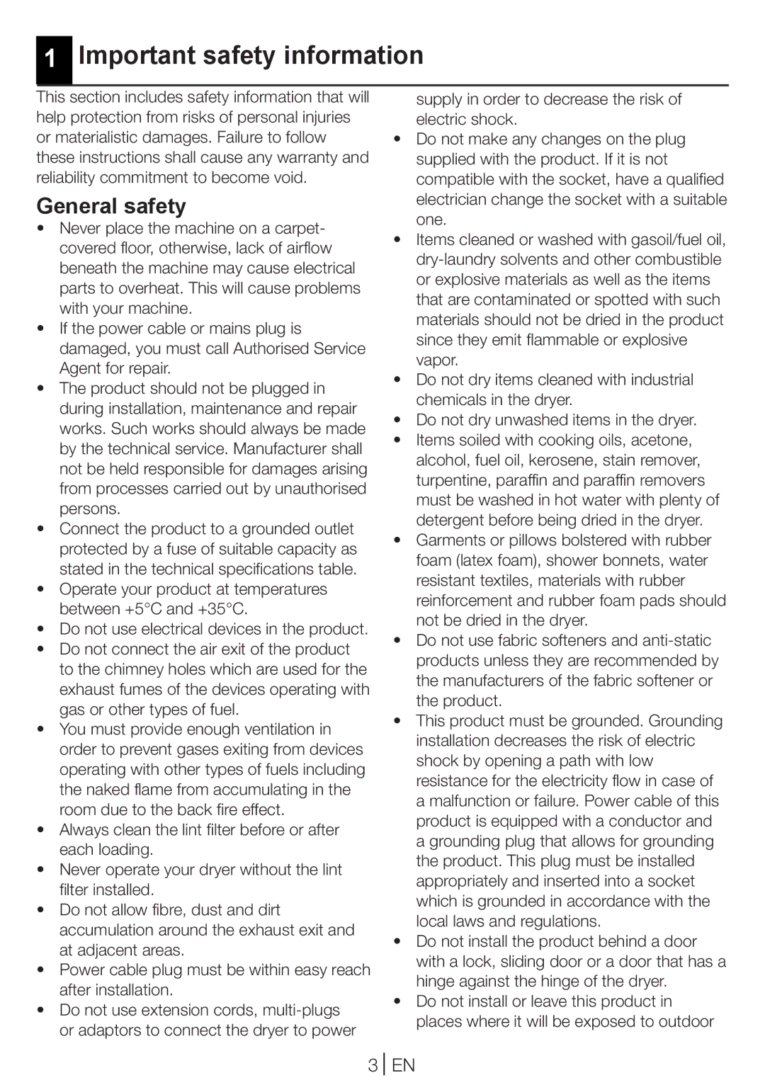 Blomberg TKF 8431 A manual Important safety information, General safety 