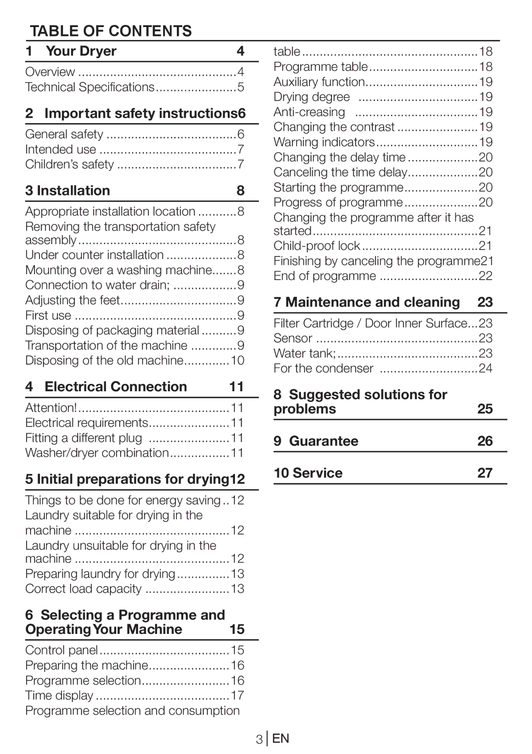 Blomberg TKF 8439 A manual Table of Contents 