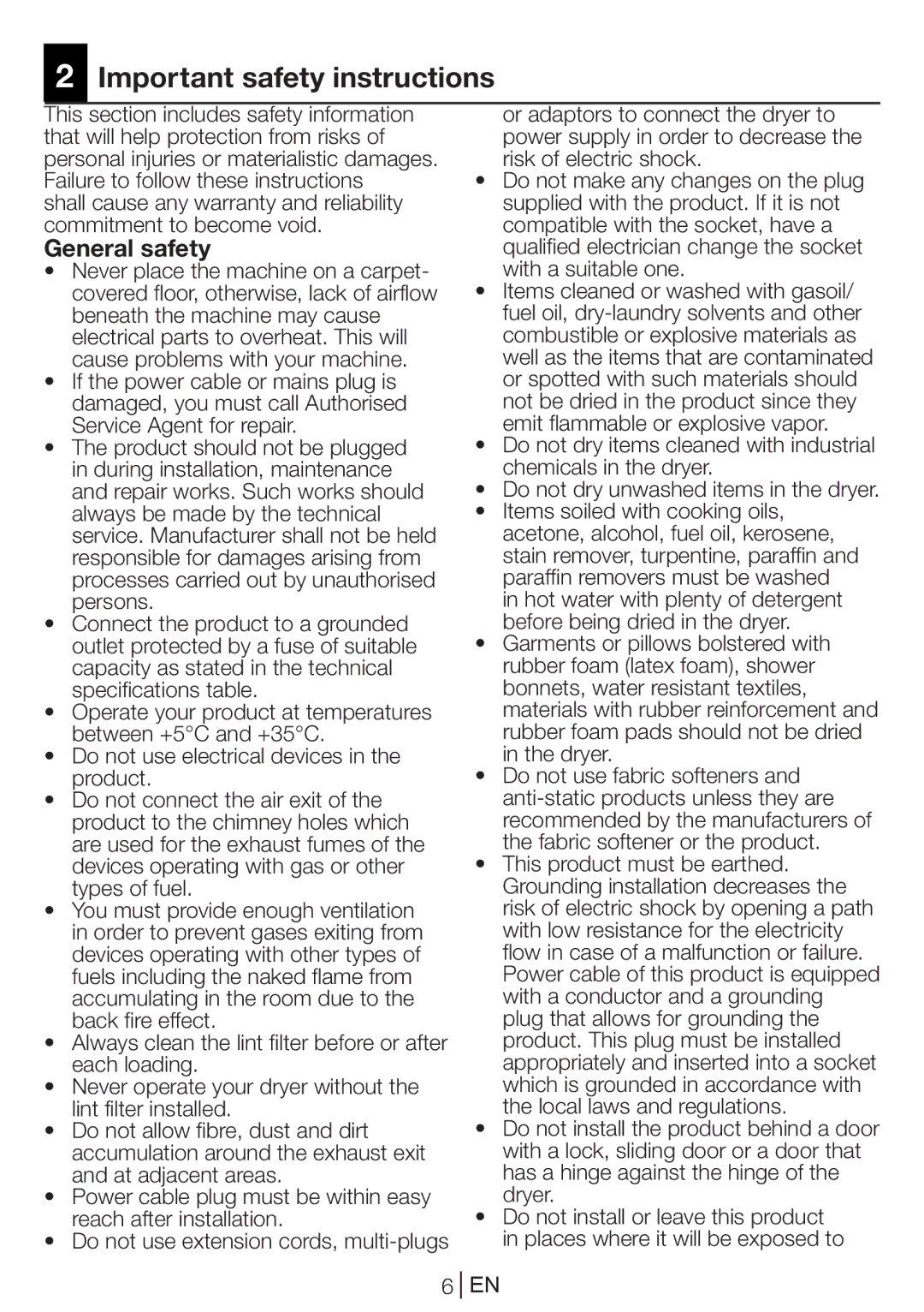 Blomberg TKF 8439 A manual Important safety instructions, General safety 