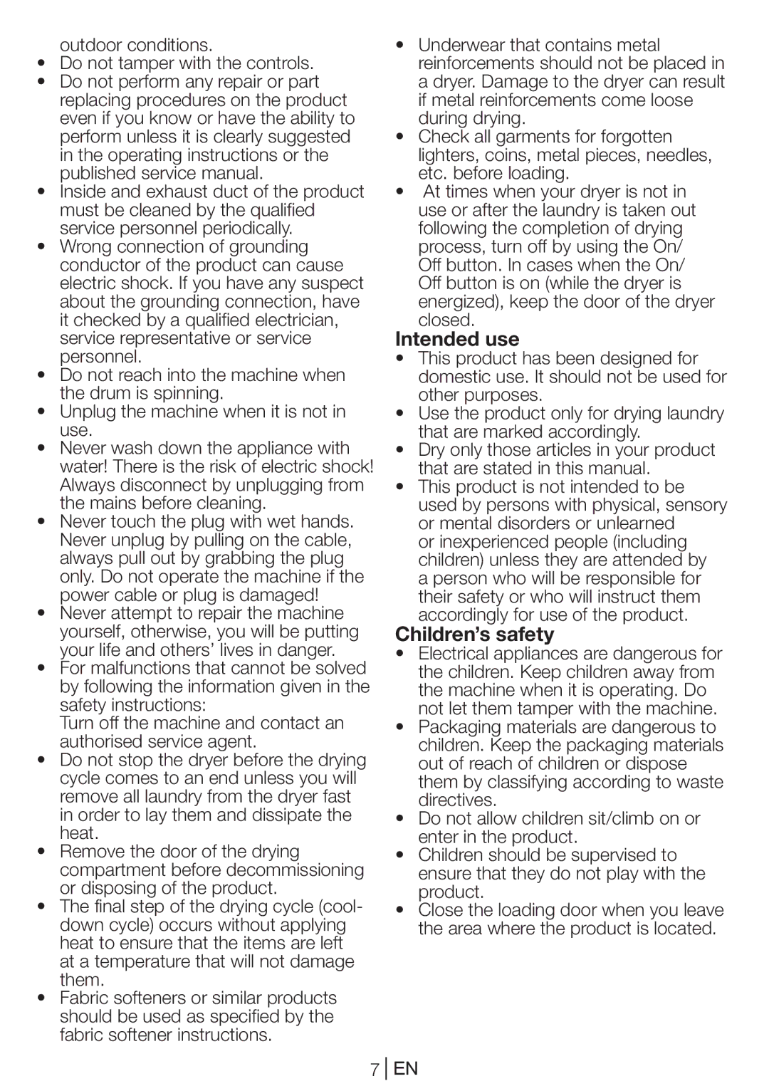 Blomberg TKF 8439 A manual Intended use, Children’s safety 