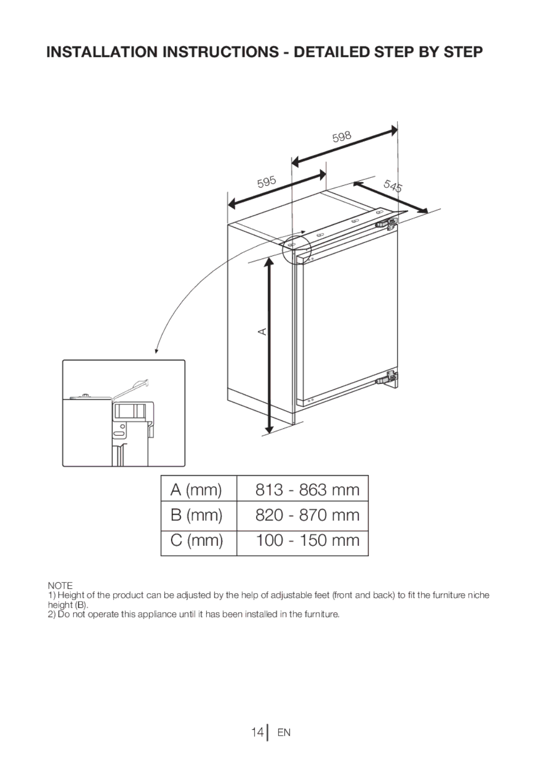 Blomberg TSM1750u manual 100 150 mm, Installation Instructions Detailed Step by Step 