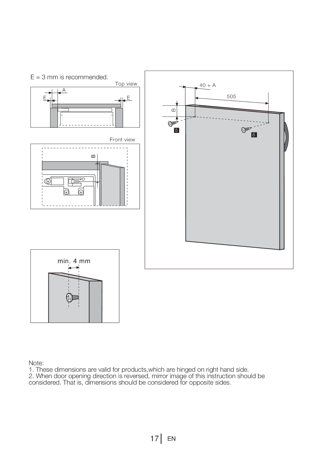 Blomberg TSM1750u manual = 3 mm is recommended 