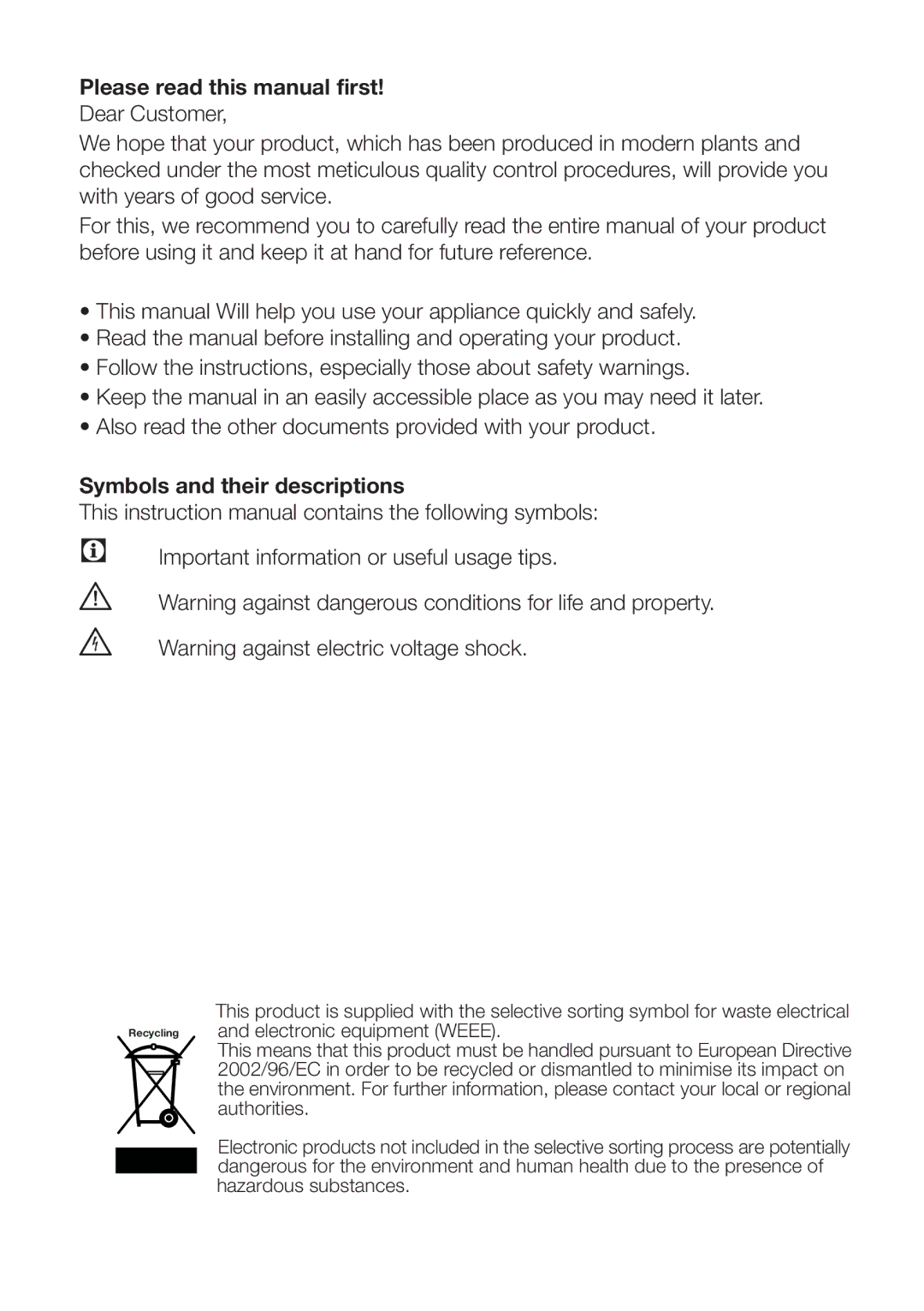 Blomberg TSM1750u Please read this manual first 