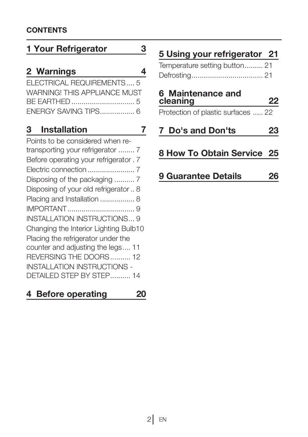 Blomberg TSM1750u manual Your Refrigerator Using your refrigerator, Maintenance, Cleaning, Installation Dos and Donts 