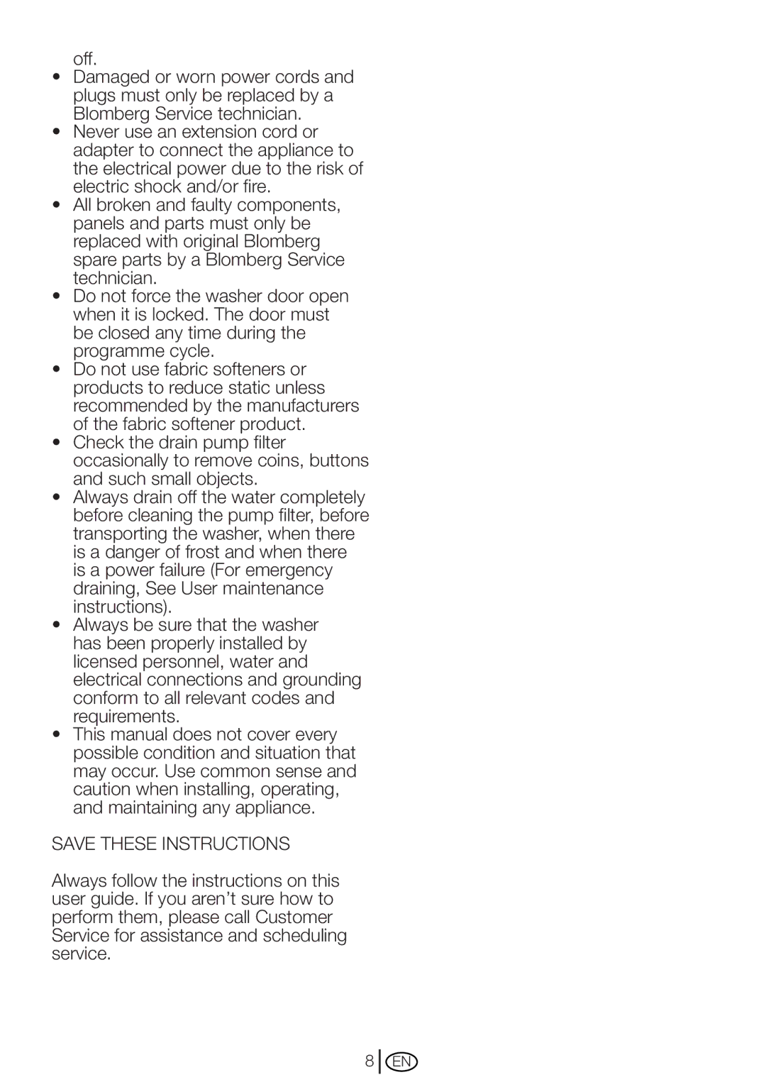 Blomberg WM 87120 NBL00 installation instructions 