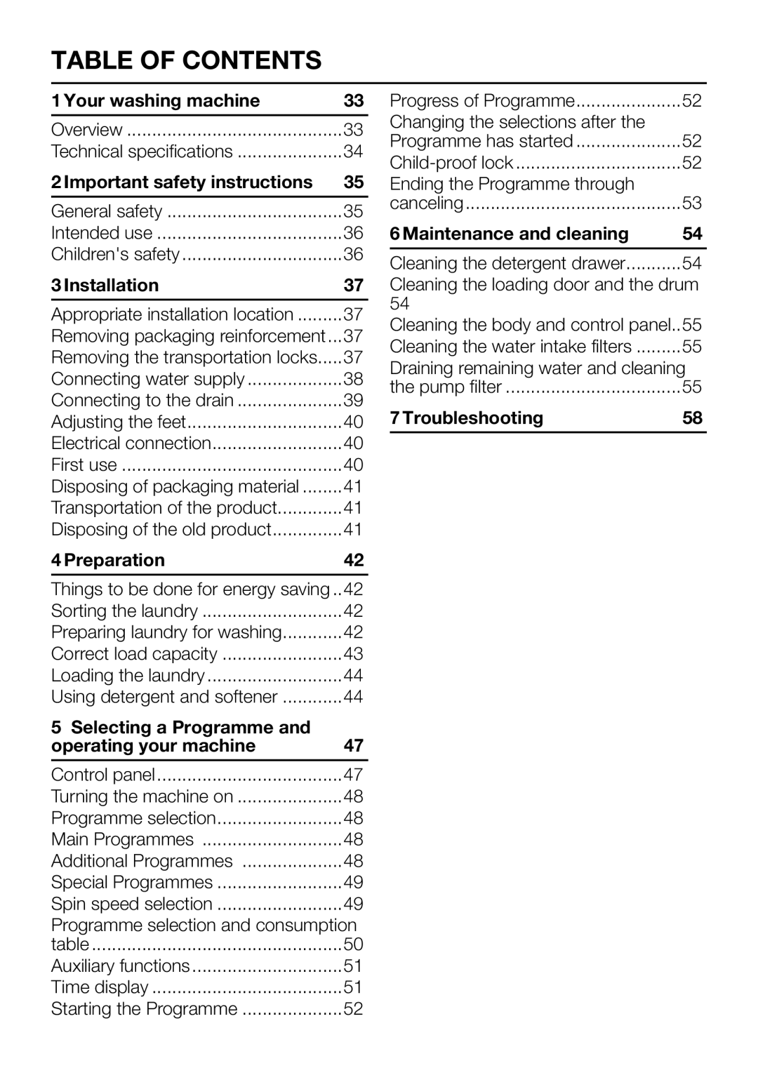 Blomberg WMT 7310 S user manual Table of Contents 