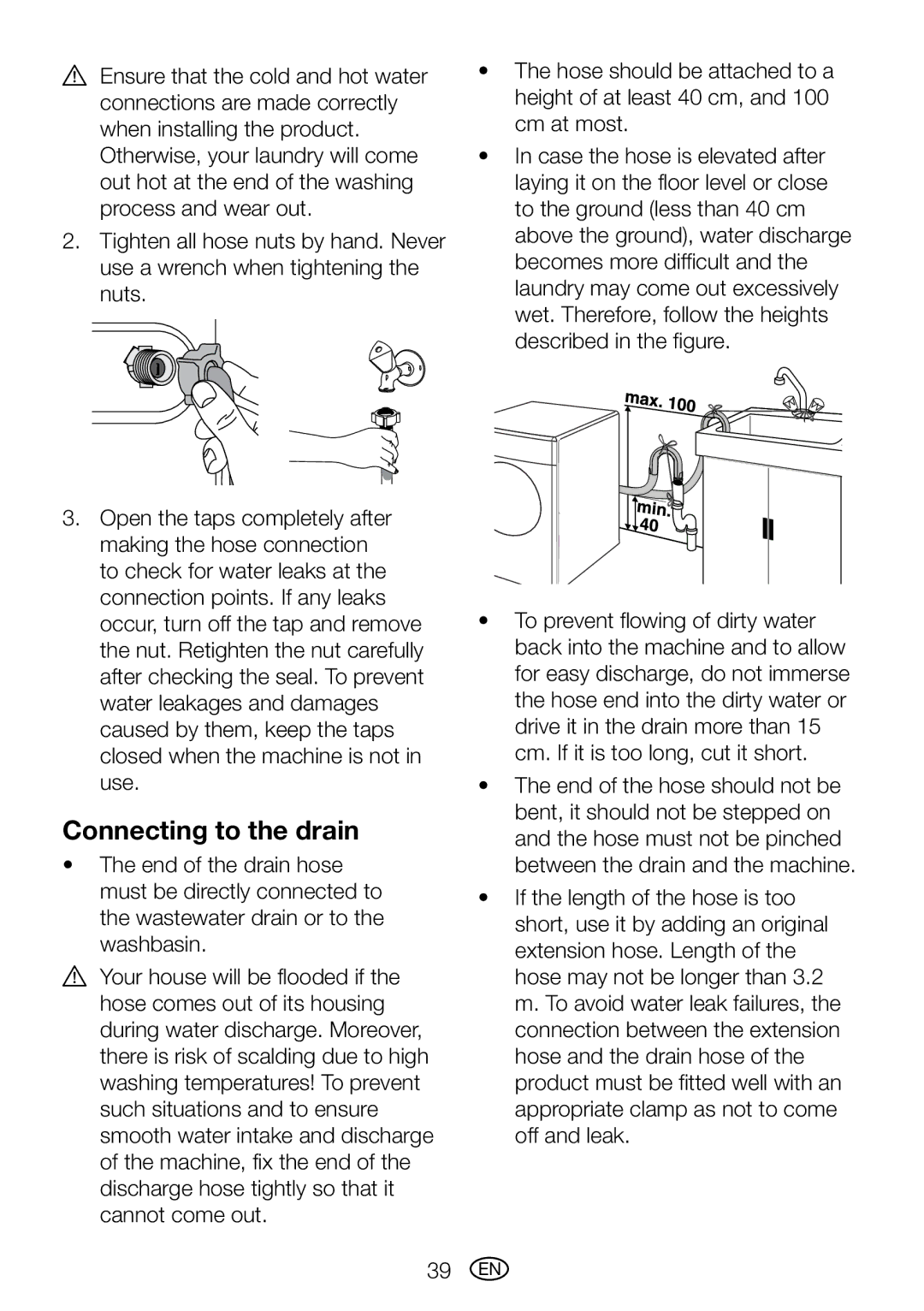 Blomberg WMT 7310 S user manual Connecting to the drain 