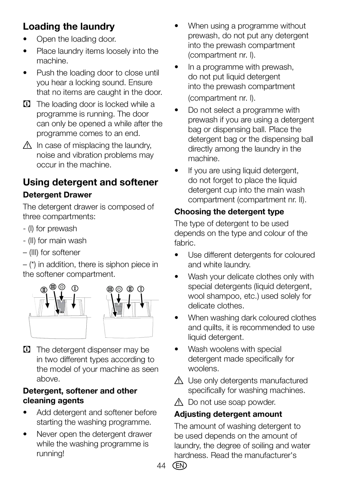 Blomberg WMT 7310 S user manual Loading the laundry, Using detergent and softener 