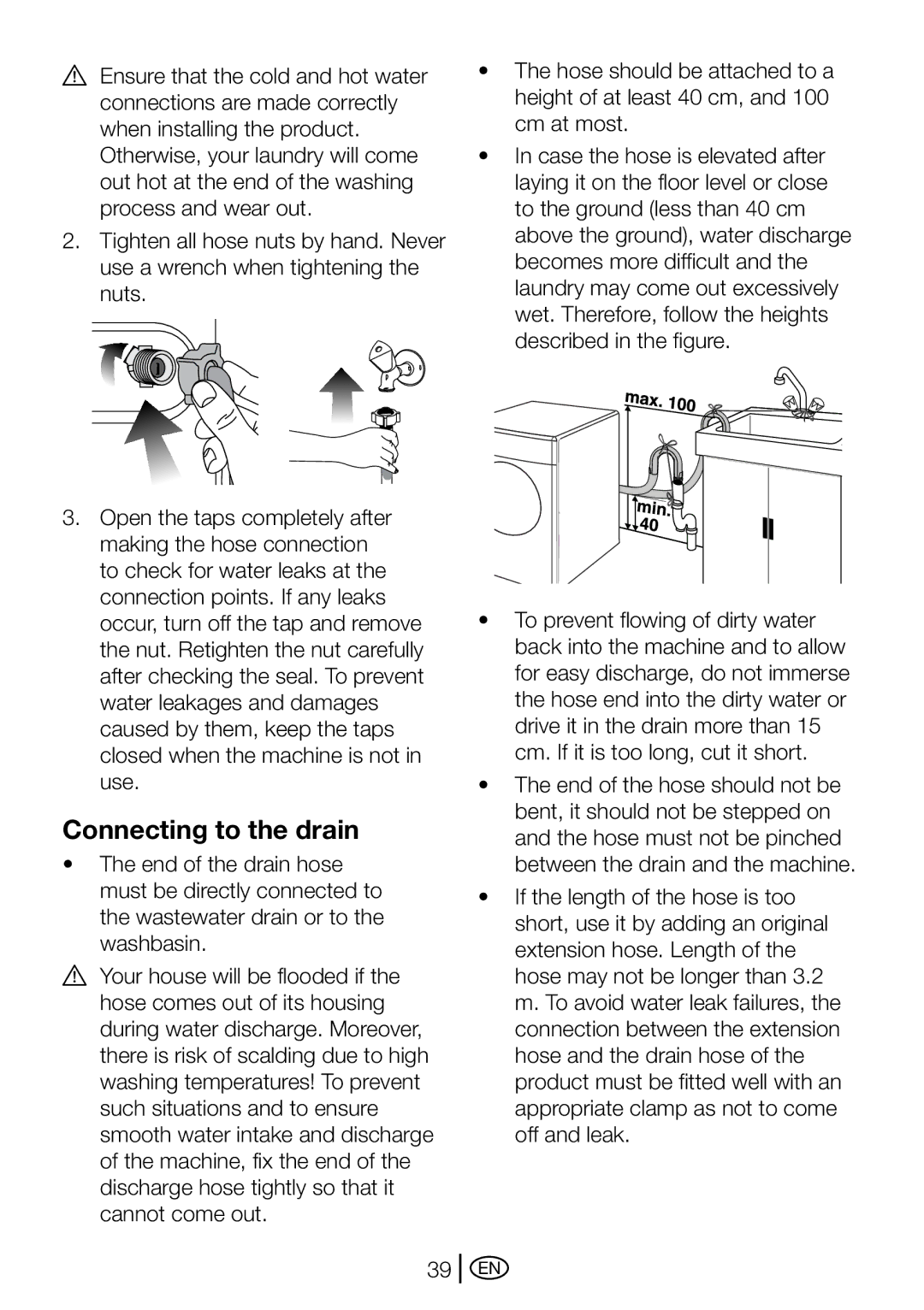 Blomberg WMT 8320 S user manual Connecting to the drain 