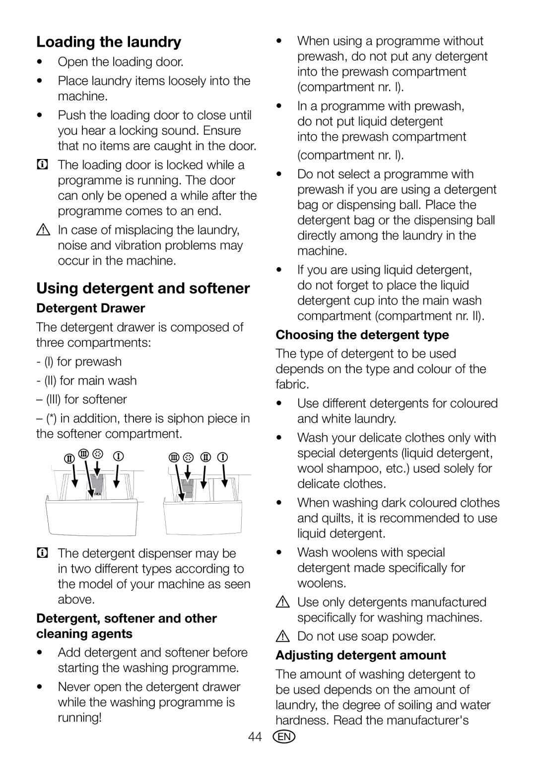 Blomberg WMT 8320 S user manual Loading the laundry, Using detergent and softener 