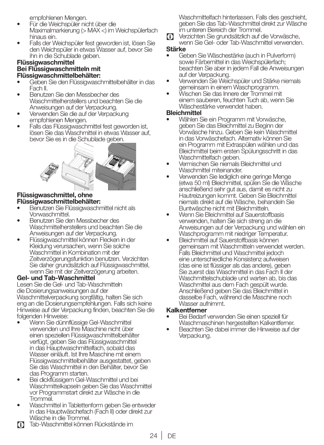 Blomberg WNF 7341 AE20 Flüssigwaschmittel, ohne Flüssigwaschmittelbehälter, Gel- und Tab-Waschmittel, Stärke, Bleichmittel 