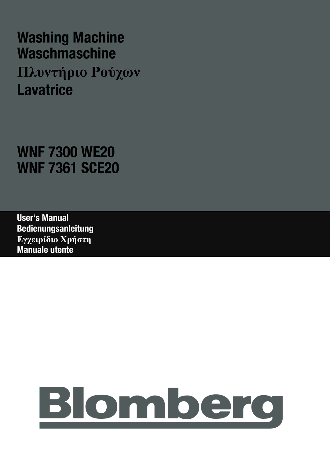 Blomberg WNF 7300 WE20, WNF 7361 SCE20 user manual Πλυντήριο Ρούχων 