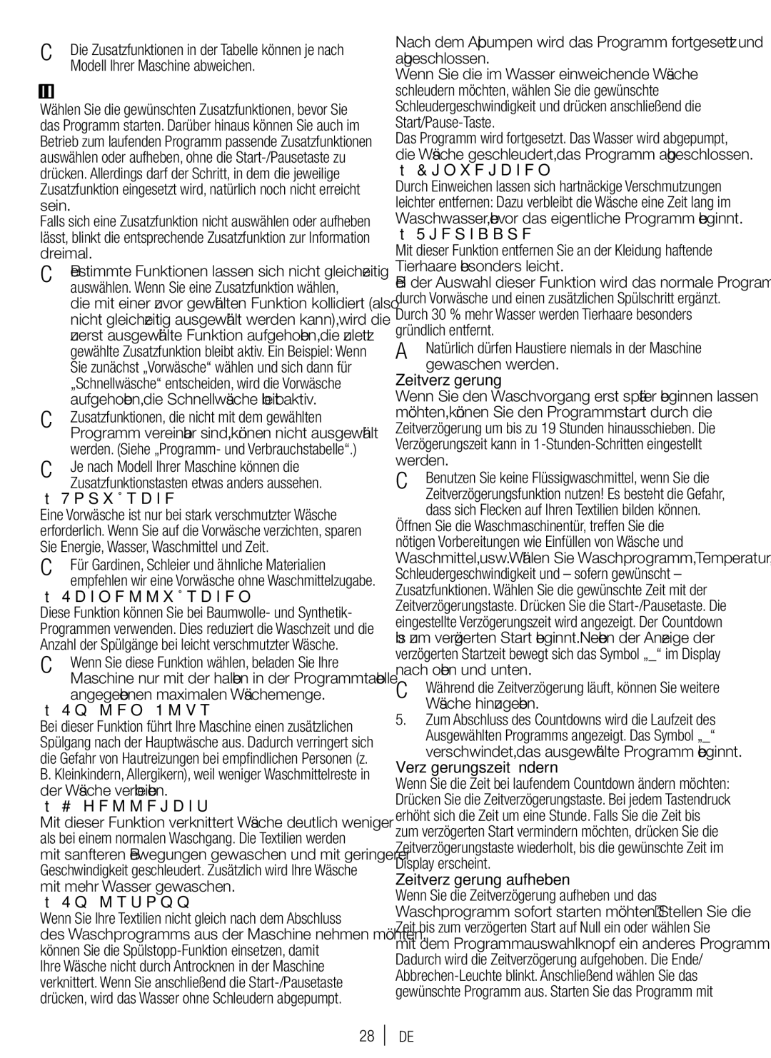 Blomberg WNF 7361 SCE20, WNF 7300 WE20 user manual Zusatzfunktionen auswählen 