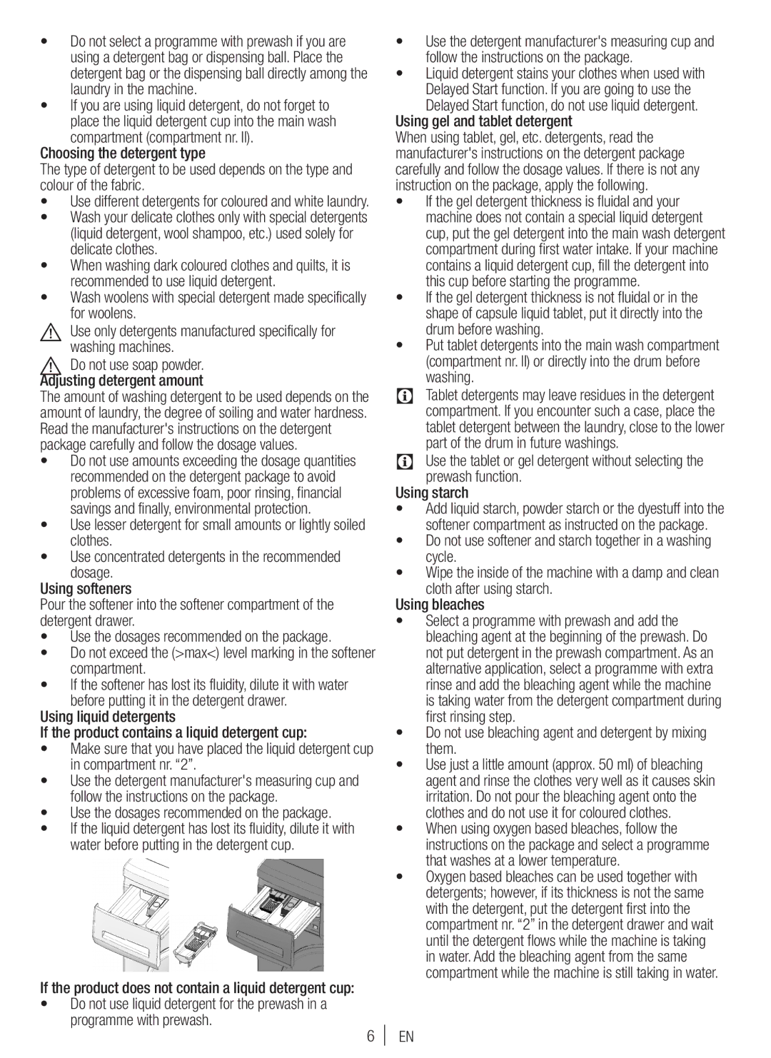 Blomberg WNF 7361 SCE20 user manual Using gel and tablet detergent, Part of the drum in future washings, Prewash function 