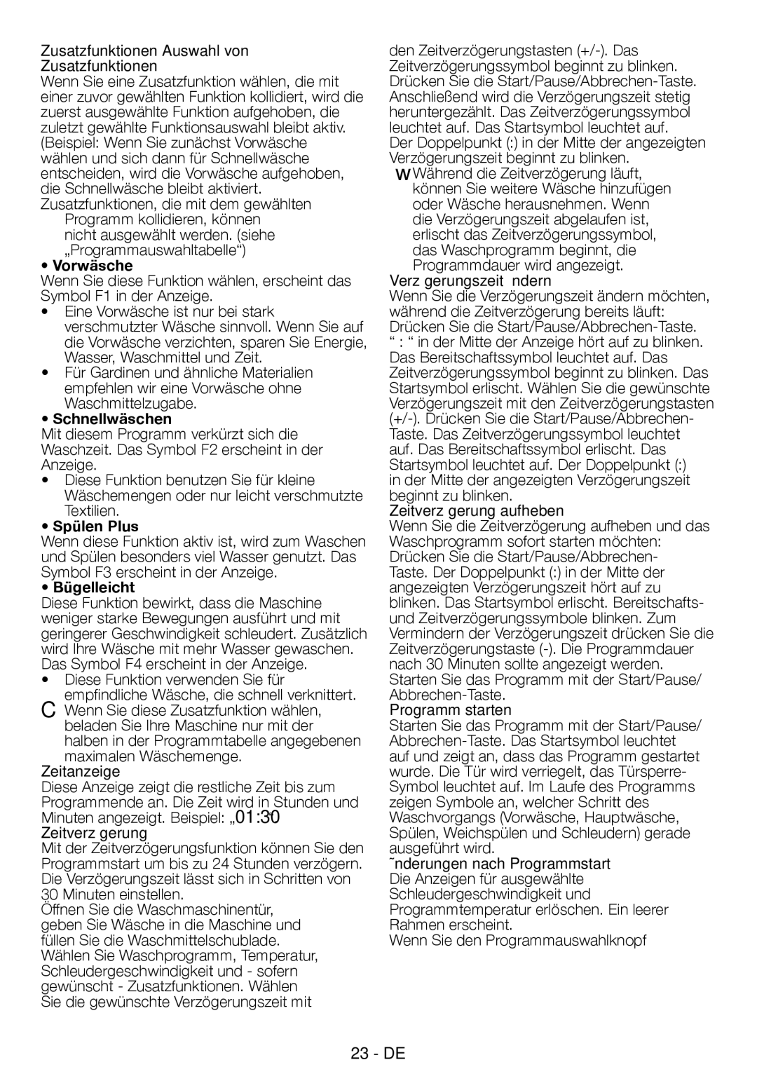 Blomberg WNF 8406A Zusatzfunktionen Auswahl von, Vorwäsche, Schnellwäschen, Spülen Plus, Bügelleicht, Zeitanzeige 