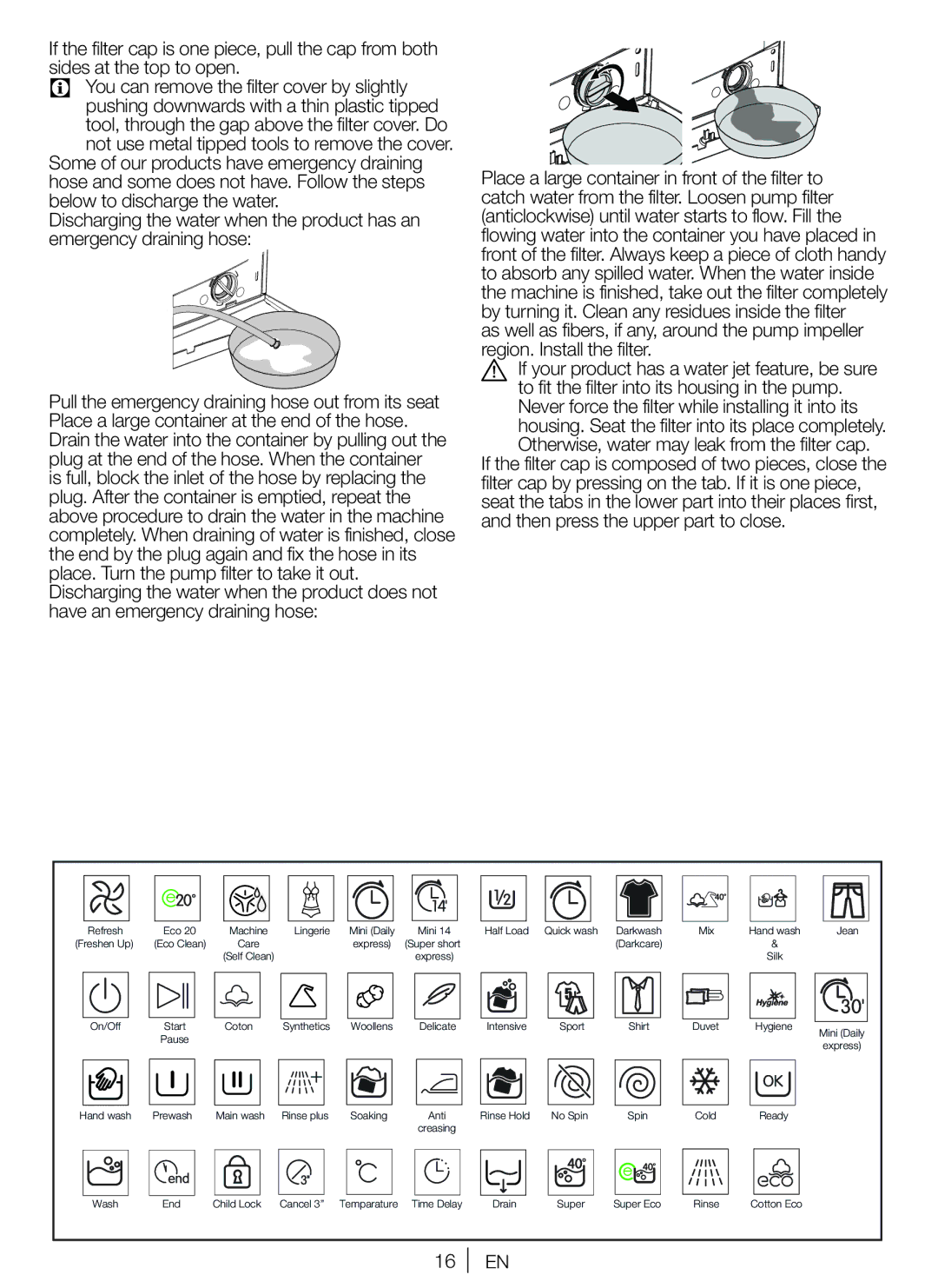 Blomberg ZE20, WNF 8422, WNF 8402, AE20, WE20, SQE20, AQE20 user manual Eco 