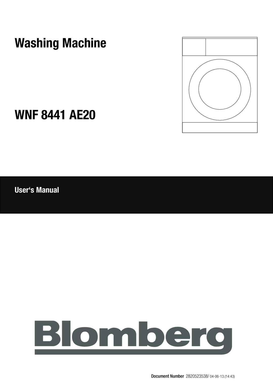 Blomberg user manual Washing Machine WNF 8441 AE20 