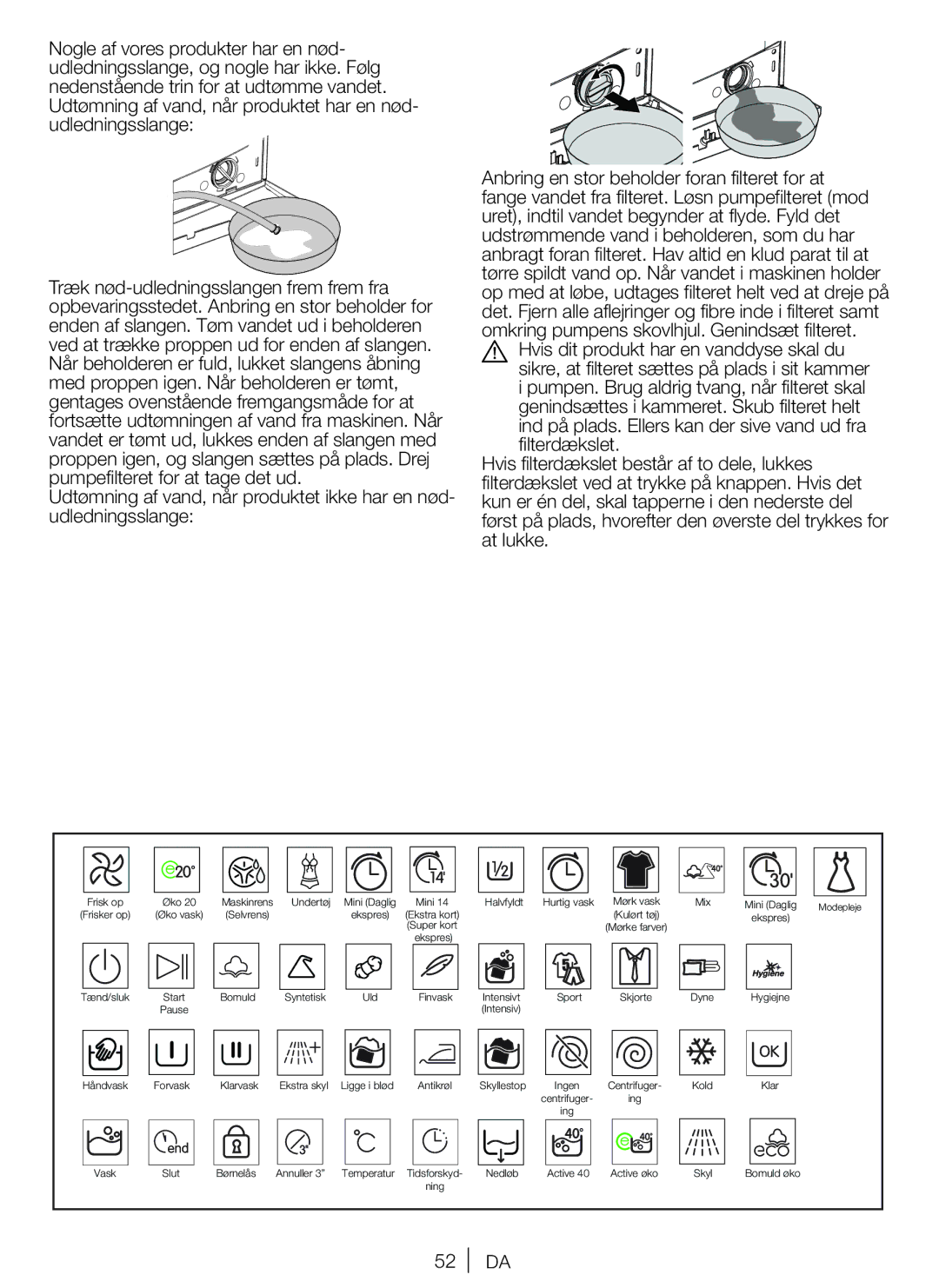 Blomberg WNF 8447 RCE30 user manual Kulørt tøj 