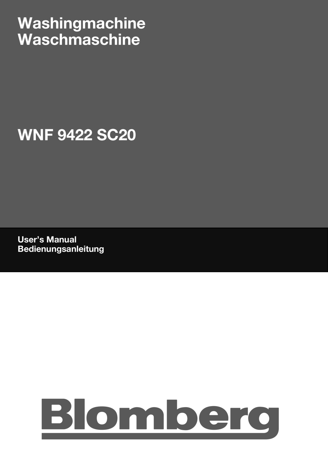 Blomberg WNF9422SC20 user manual WNF 9422 SC20 