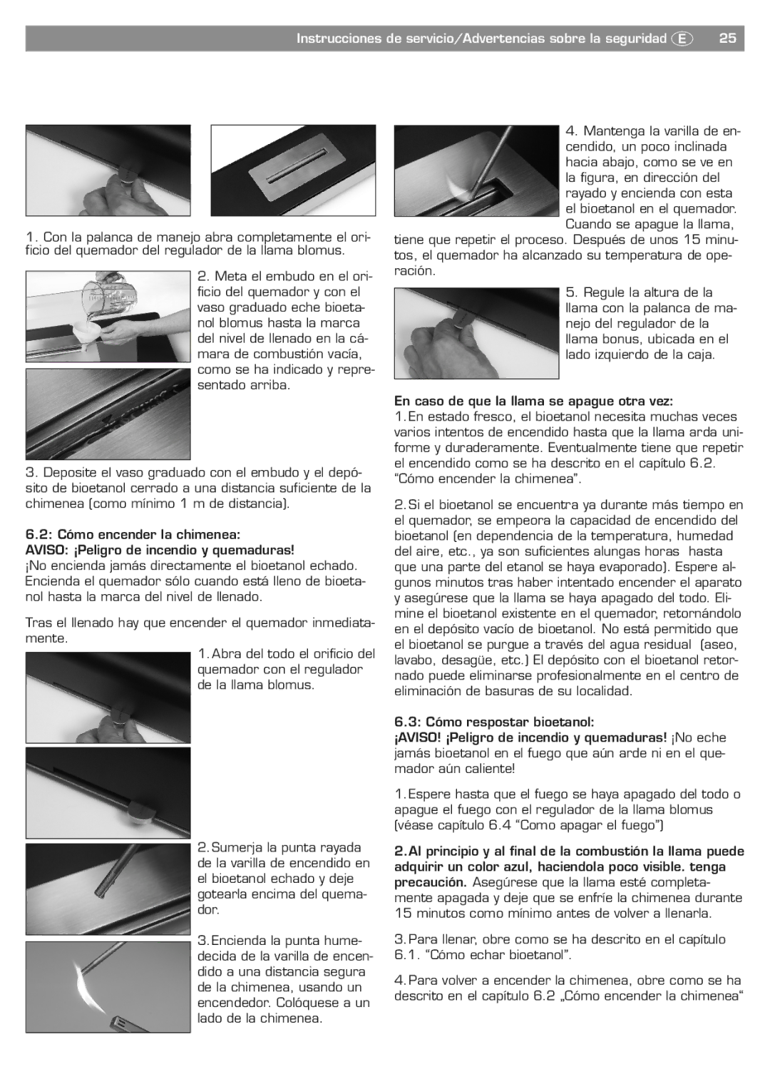 Blomus 65330 owner manual Instrucciones de servicio/Advertencias sobre la seguridad Ñ 