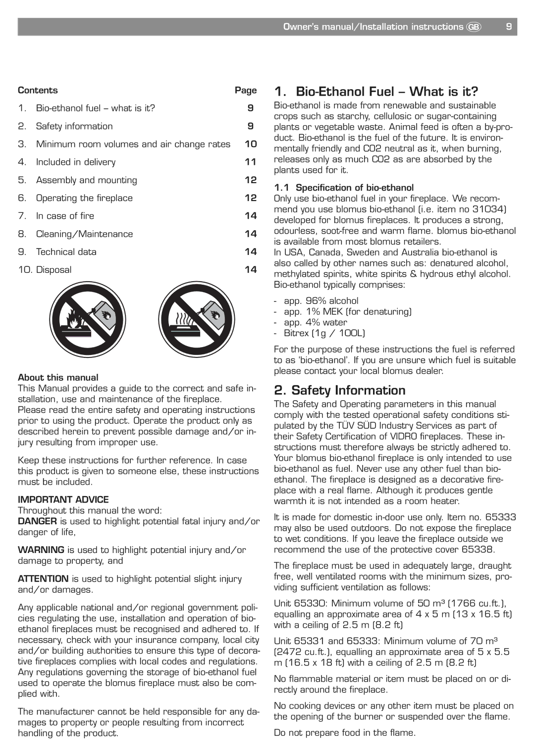 Blomus 65330 owner manual Bio-Ethanol Fuel What is it?, Safety Information, Important Advice 