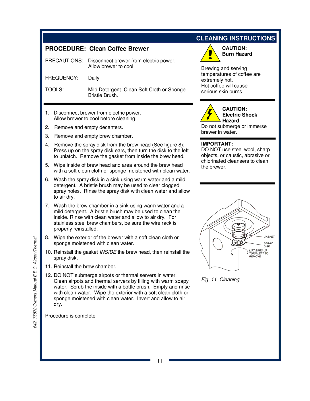 Bloomfield 1082XL, 1086, 1080, 1088 owner manual Cleaning Instructions, Electric Shock Hazard 